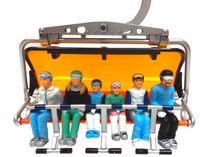 Figurines miniatures de 6 personnages assis avec skis - 1:32 - JC collection 5677-54200