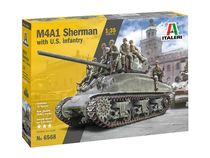 Maquette véhicule militaire : M4A1 Sherman et Infanterie - 1:35 - Italeri 06568 6568