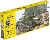Maquette diorama militaire : Starter Kit Bataille de Sainte-Mère-Eglise 1/72 - Heller 52327