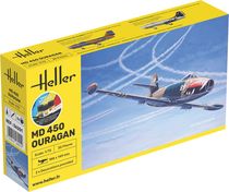 Coffret de modélisme d'un avion militaire : Starter kit MD 450 Ouragan 1/72 - Heller 56201