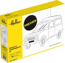 Maquette voiture de collection : Renault 4 Fourgonnette F4 1/24 - Heller 82700