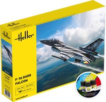 Maquette avion : Starter Kit F-16 Dark Falcon 1/48 - Heller 35411