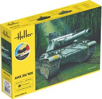 Coffret de modélisme : Char d'assaut français Starter Kit AMX 30/105 1/35 - Heller 57137