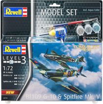 Boîte maquette avion militaire : Model Set Combat Set Bf109G-10 & Spitfire Mk V - 1:72 - Revell 63710