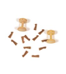 Accessoire modélisme : Treuil vertical en hêtre 16 mm (2 pièces) et protections de treuil en noyer