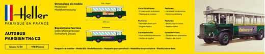 Maquette bus : Autobus parisien TN6 C2 - 1:24 - Heller 56789