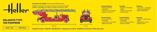 Coffret cadeau maquette camion : Starter Kit Delahaye Type 103 Pompiers 1/24 - Heller 80780