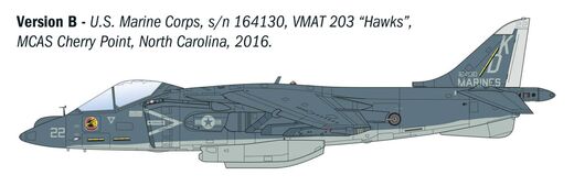 Maquette d'un chasseur militaire miltirôle : AV-8B Harrier II 1/72 - Italeri 90193