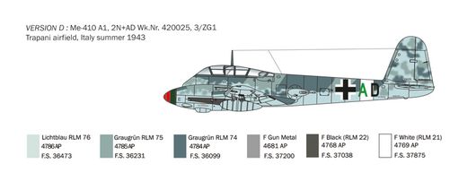 Maquette avion militaire : Messers Me 410 A-1 Hornisse 1/72 - Italeri 074