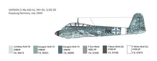 Maquette avion militaire : Messers Me 410 A-1 Hornisse 1/72 - Italeri 074