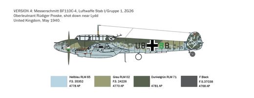 Maquette d'avion militaire : Messerschmitt Bf110C-3/C-4 1/72 - Italeri 049