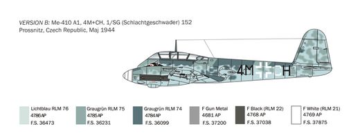 Maquette avion militaire : Messers Me 410 A-1 Hornisse 1/72 - Italeri 074