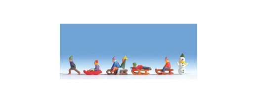 Figurines miniatures : Enfants à la neige - Noch 15819