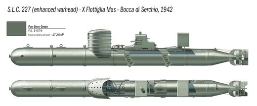 Maquette embarcation militaire : S.L.C. MAIALE avec équipage - 1:35 - Italeri 5621 05621