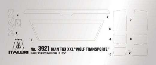 Maquette camion : Man TGX XXL Wolf transporte 1/24 - Italeri 03921 3921