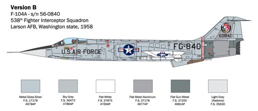 Maquette avion militaire : F-104 Starfighter A/C - 1:32 - Italeri 02515 2515 - france-maquette.fr