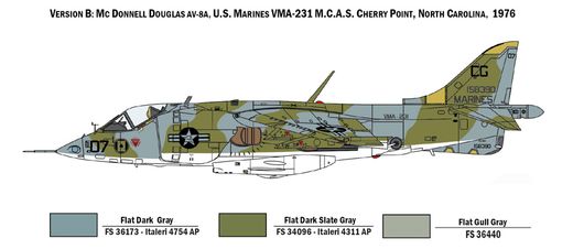 Maquette avion militaire américain : AV-8A Harrier - 1/72 - Italeri 01410 1410