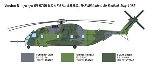 Maquette d'un chasseur militaire : HH-53C Super Jolly Green Giant 1/72 - Italeri 91035