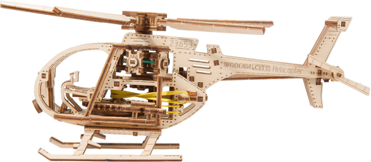 Puzzle 3D / Maquette bois - Hélicoptère mécanisé - Wooden City WR344