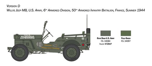 Maquette voiture : Willys Jeep MB - 80e Anniversaire 1941-2021 - 1/24 - Italeri 3635 03635