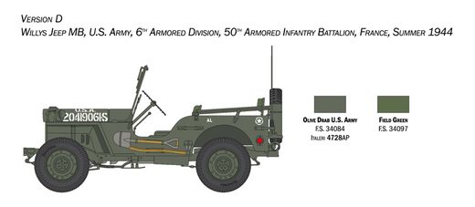 Maquette voiture : Willys Jeep MB - 80e Anniversaire 1941-2021 - 1/24 - Italeri 3635 03635