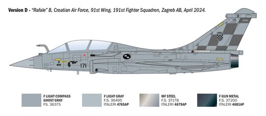 Maquette d'un chasseur militaire : Rafale B 1/72 - Italeri 90092