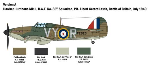 Maquette avion militaire : Hurricane Mk.I - 1/48 - Italeri 02802 2802 - france-maquette.fr