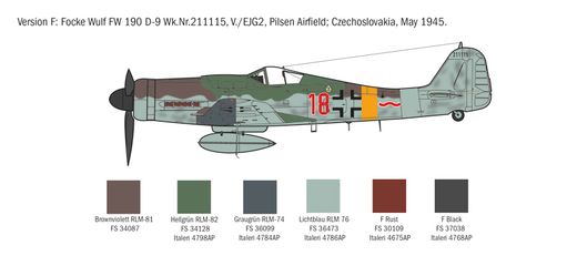 Maquette d'avion allemand : Focke Wulf FW190D-9 1/72 - Italeri 1312