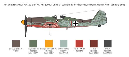 Maquette d'avion allemand : Focke Wulf FW190D-9 1/72 - Italeri 1312