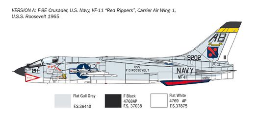 Maquette avion militaire : F-8E Crusader - 1:72 - Italeri 1456 01456