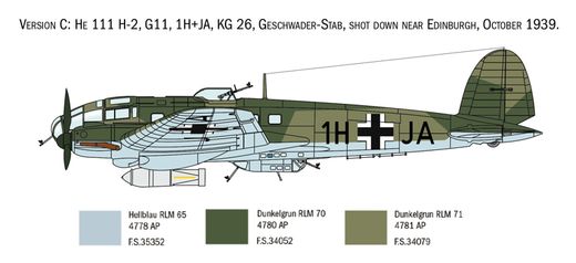 Maquette avion : Heinkel HE111H - 1/72 - Italeri 01436 1436- france-maquette.fr