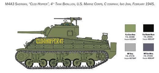 Maquette militaire : M4A2 Sherman U.S. Marine Corps - 1:35 - Italeri 06583 6583 - france-maquette.fr