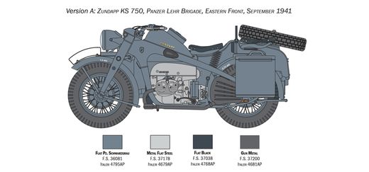 Maquette militaire : Zündapp KS 750 Sidecar - 1:9 - Italeri 7406 07406