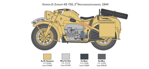 Maquette militaire : Zündapp KS 750 Sidecar - 1:9 - Italeri 7406 07406