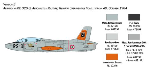 Maquette avion militaire : Aermacchi MB 326 ‐ 1:48 - Italeri 2814 02814