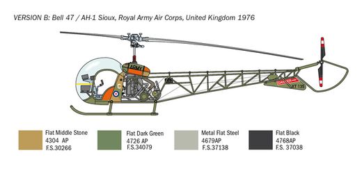 Maquette avion militaire : OH‐13 Sioux ‐ 1:48 - Italeri 2820 02820