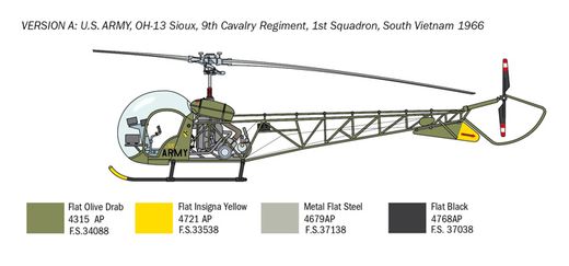 Maquette avion militaire : OH‐13 Sioux ‐ 1:48 - Italeri 2820 02820