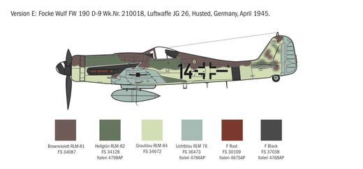 Maquette d'avion allemand : Focke Wulf FW190D-9 1/72 - Italeri 1312