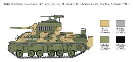 Maquette militaire : M4A2 Sherman U.S. Marine Corps - 1:35 - Italeri 06583 6583 - france-maquette.fr