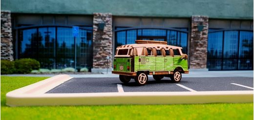 Puzzle 3D / Maquette bois - Bus Retro Superfast - Wooden City MB001