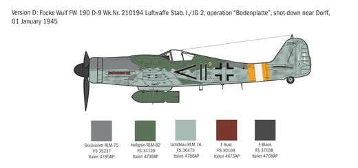 Maquette d'avion allemand : Focke Wulf FW190D-9 1/72 - Italeri 1312