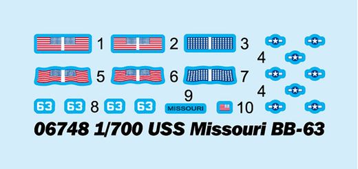 Maquette bateau : USS Missouri BB-63 1/700 - Trumpeter 6748