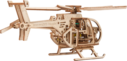 Puzzle 3D / Maquette bois - Hélicoptère mécanisé - Wooden City WR344