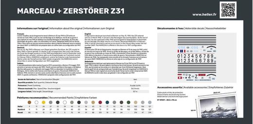 Maquette bateau : Starter Kit Marceau + Zerstörer Z31 TWINSET - 1:400 - Heller 55009