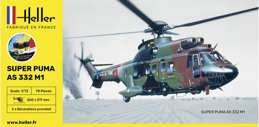 Maquette hélicoptère : Super Puma AS332 M1 - 1/72 - Heller 56367