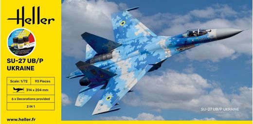 Maquette avion militaire : Starter Kit SU-27 UB/P Ukraine 1/72 - Heller 56371