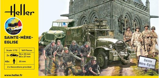 Maquette diorama militaire : Starter Kit Bataille de Sainte-Mère-Eglise 1/72 - Heller 52327