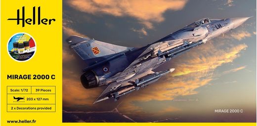 Kit de modélisme avion militaire : Starter Kit Mirage 2000 C 1/72 - Heller 56303