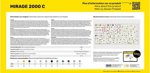 Kit de modélisme avion militaire : Starter Kit Mirage 2000 C 1/72 - Heller 56303