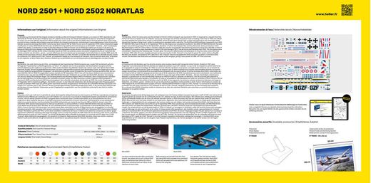 Maquettes avions : Starter kit Nord2501 + Nord 2502 "Noratlas" Twinset - 1/72 - Heller 55374